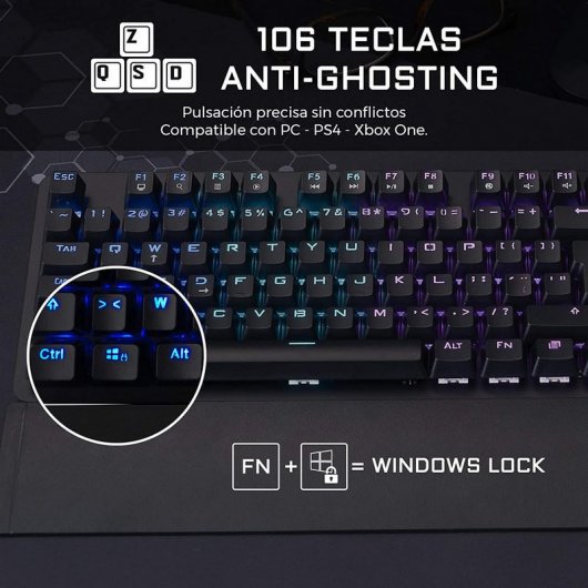 The G-Lab Keyz Carbon E Teclado Mecánico Gaming Retroiluminado Switch Azul