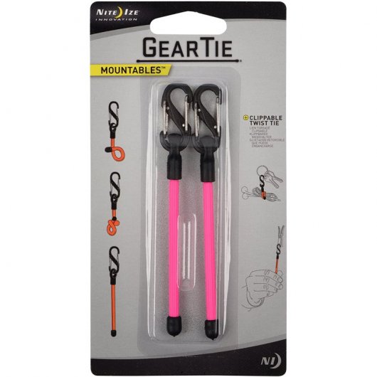 Nite Ize Gear Tie Clippable Twist Pack 2 Bridas Reutilizables 76mm Rosa