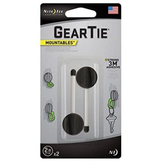 Nite Ize Gear Tie Mountables 2 Pack 2 Bridas/Ganchos 50mm Negro/Blanco