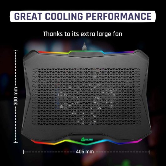 Support de Refroidissement Klim Rainbow RGB 17in Réglable USB Supplémentaire