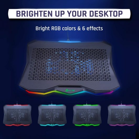 Support de Refroidissement Klim Rainbow RGB 17in Réglable USB Supplémentaire