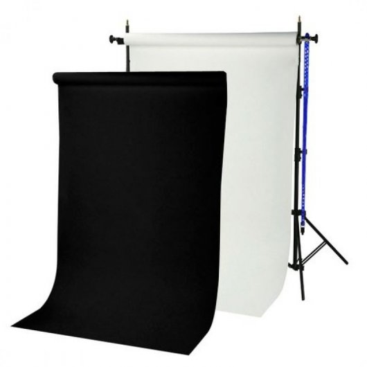 Bresser BR-TP240 Soporte Fondos de Estudio + 2 Fondos de Papel Blanco/Negro