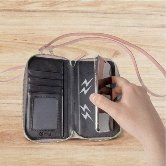 Celly Venere Bolso con Cremallera Rosa para Smartphones hasta 6.5"