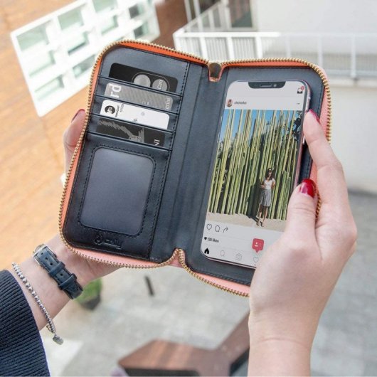 Celly Venere Bolso con Cremallera Rosa para Smartphones hasta 6.5"