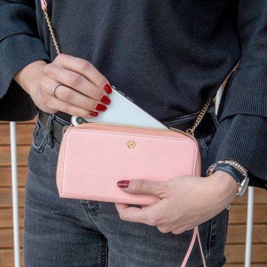 Celly Venere Bolso con Cremallera Rosa para Smartphones hasta 6.5"
