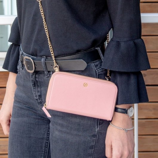 Celly Venere Bolso con Cremallera Rosa para Smartphones hasta 6.5"