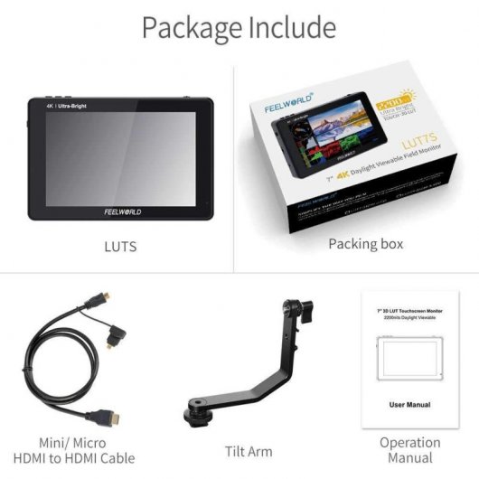 Feelworld LUT7 Monitor de Cámara con Pantalla Táctil 7" 3D LUT 4K