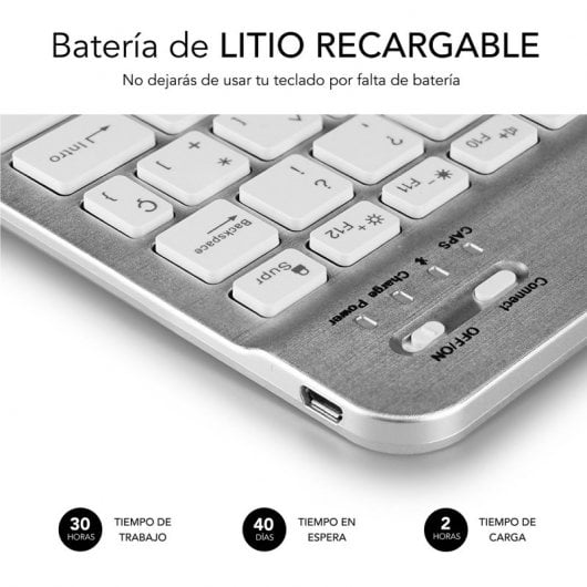 Subblim Smart Bluetooth-Tastatur mit Hintergrundbeleuchtung, Silber