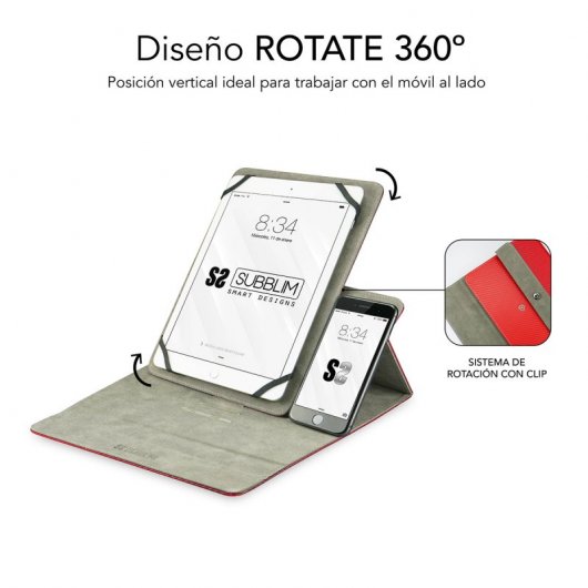 Custodia Subblim Rotate 360 Executive per tablet 10.1" Rossa