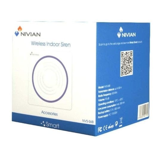 Allarme Nivian NVS-S6B Wireless 433 MHz Sirena Interno Miniatura con Luce di Avviso