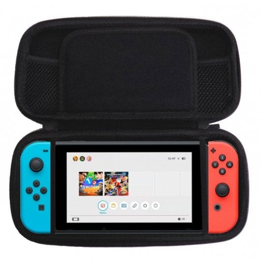 Custodia Nuwa antiurto con manico nero + 4 custodie per giochi/schede per Nintendo Switch