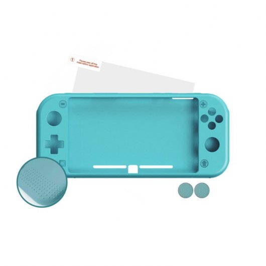 Custodia in silicone antiscivolo Nuwa blu + 2 impugnature + pellicola proteggi schermo per Nintendo Switch Lite