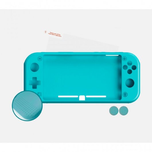 Custodia in silicone antiscivolo Nuwa blu + 2 impugnature + pellicola proteggi schermo per Nintendo Switch Lite