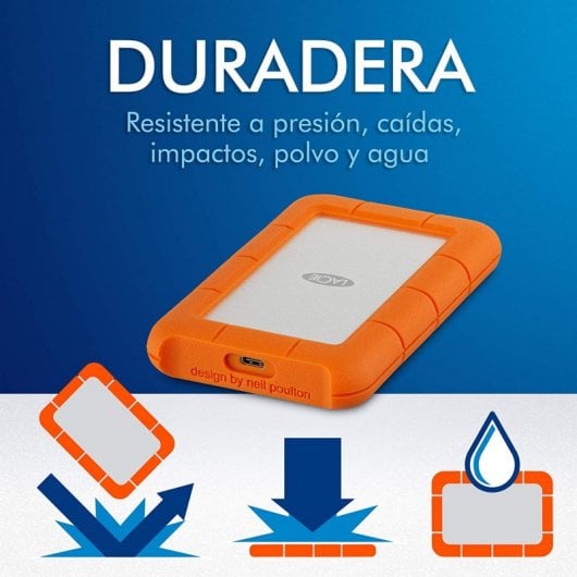 LaCie Rugged USB-C Externe Festplatte 5 TB Grau, Gelb