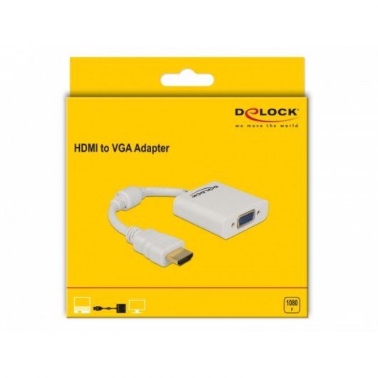 Delock Adaptador HDMI-A 19 Pines Macho a VGA Hembra Blanco