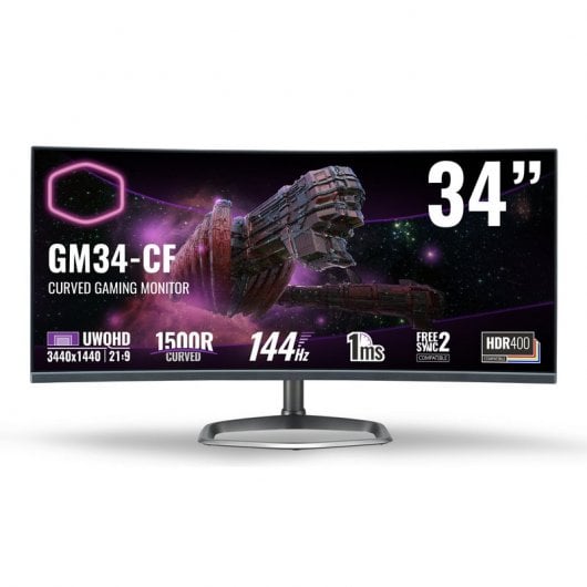 Cooler Master GM34-CW 34" LED UWQHD 144Hz FreeSync Curvo