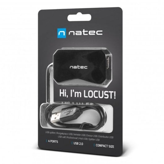 Natec Locust Hub 4 USB 2.0 Ports Schwarz