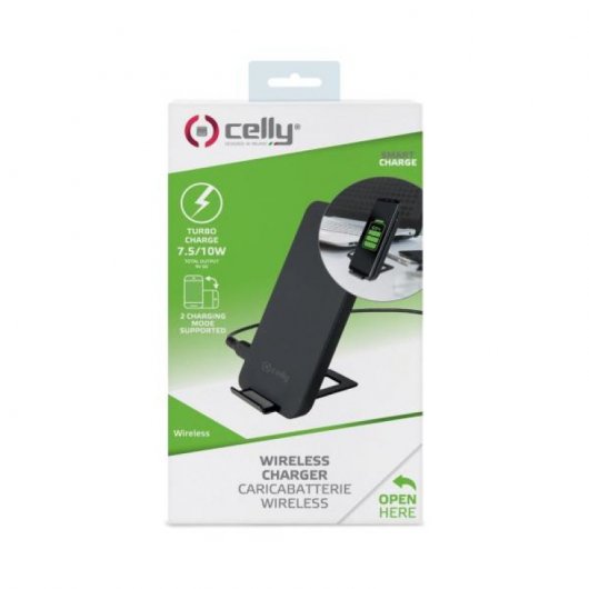 Support Celly avec chargeur sans fil noir