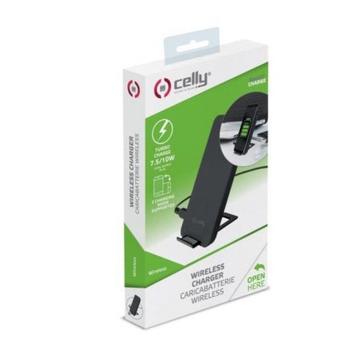 Support Celly avec chargeur sans fil noir