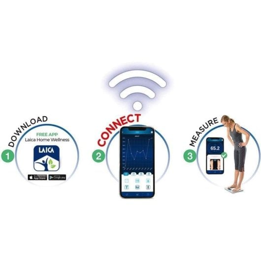 Balance Impédancemètre Laica PS7002 Jusqu'à 180 kg IMC Bluetooth Écran LCD