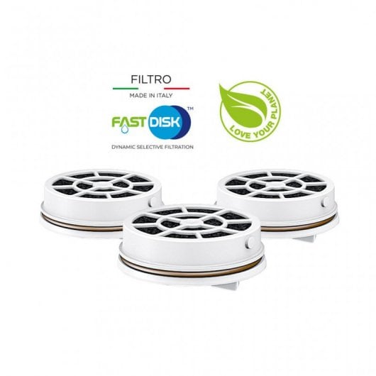 Laica Flow’n go Garrafa Filtrante de Água + 4 Filtros de Carbono Fast Disk