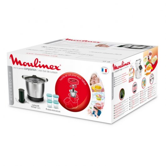 Moulinex XF387E10 Set de Acessórios Taça Mini + 4 Frascos para Bebé + 20 Receitas para Cuisine Companion
