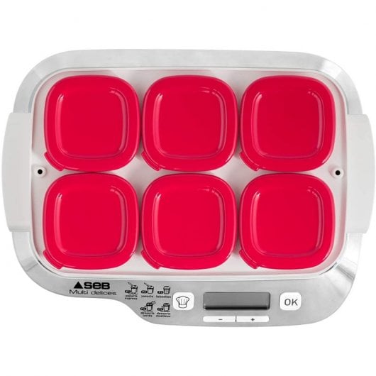 Tefal XF100501 Set 6 Tarros Tapa Roja para Yogurtera Multi Délices Express