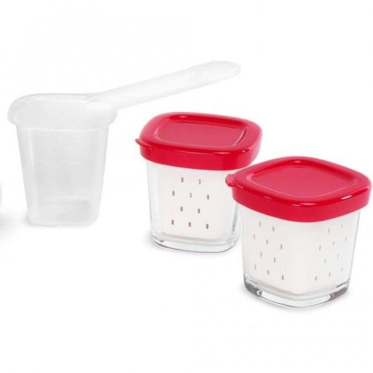 Tefal XF100501 Set 6 Tarros Tapa Roja para Yogurtera Multi Délices Express