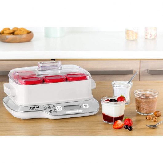 Tefal XF100501 Set 6 Tarros Tapa Roja para Yogurtera Multi Délices Express