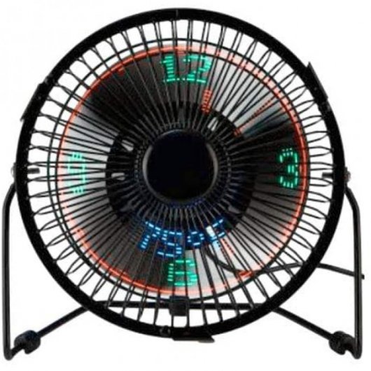 Quick Media On&Off Mini Ventilador USB 4" Incluye Hora y Temperatura