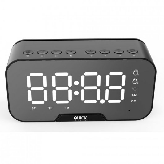 Quick Media Radio FM/AM-Reloj-Despertador Altavoz Bluetooth