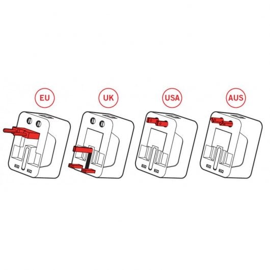 DCU Tecnologic Adaptador Universal de Viaje 4 en 1