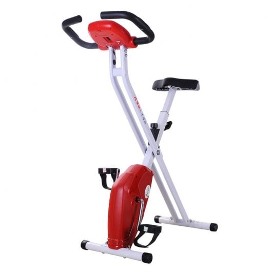 HomCom Bicicleta de Fitness Plegable Blanca/Roja