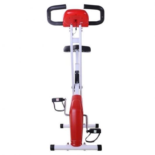 HomCom Bicicleta de Fitness Plegable Blanca/Roja