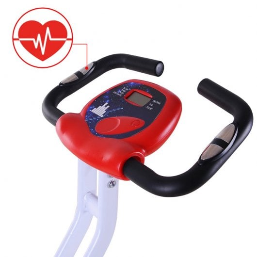HomCom Bicicleta de Fitness Plegable Blanca/Roja