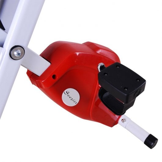HomCom Bicicleta de Fitness Plegable Blanca/Roja