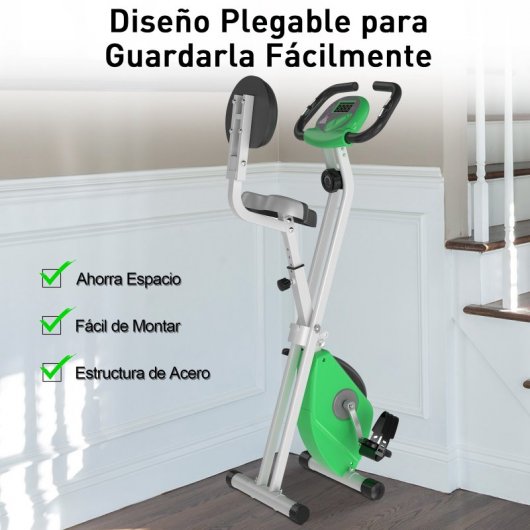 HomCom Bicicleta Estática Profesional Blanco/Verde