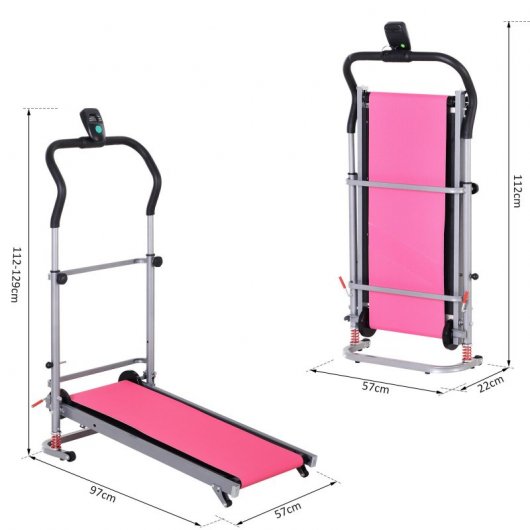 HomCom Cinta de Correr Manual Plegable Gris/Roja