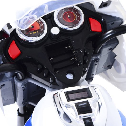 HomCom Triciclo Moto Eléctrica Policía 6V Blanco