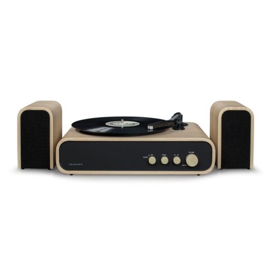 Crosley GIG Tocadiscos Bluetooth con Altavoces Externos Madera Natural