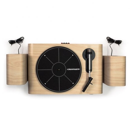 Crosley GIG Tocadiscos Bluetooth con Altavoces Externos Madera Natural