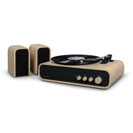 Crosley GIG Tocadiscos Bluetooth con Altavoces Externos Madera Natural