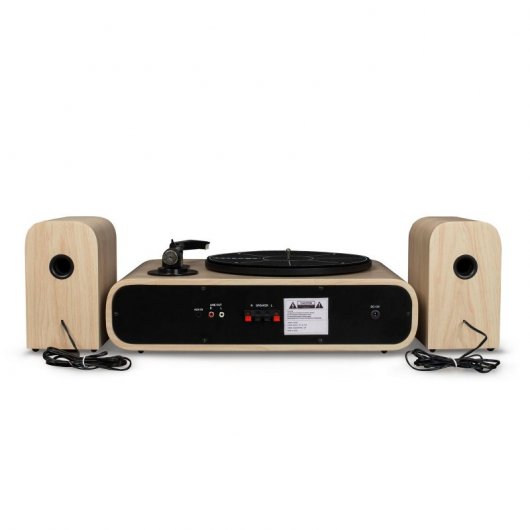 Crosley GIG Tocadiscos Bluetooth con Altavoces Externos Madera Natural