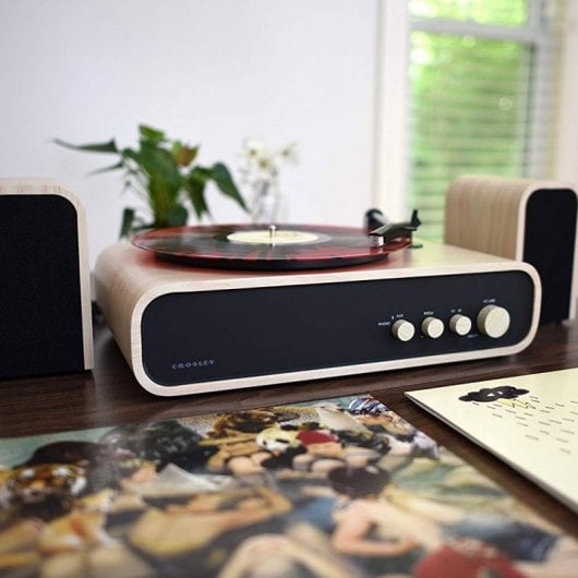 Crosley GIG Tocadiscos Bluetooth con Altavoces Externos Madera Natural