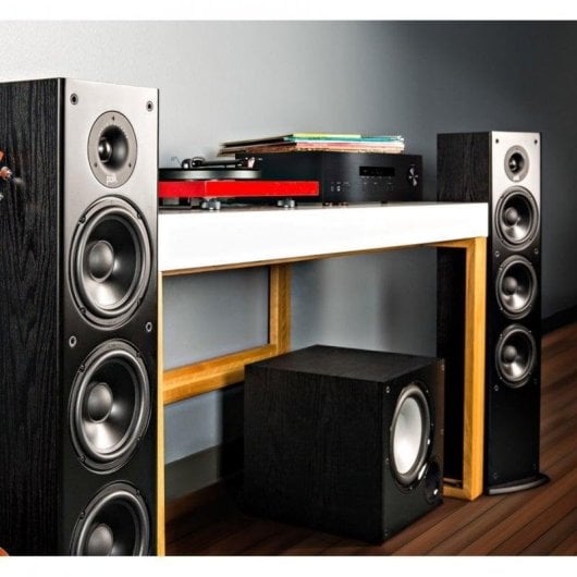 Enceintes Polk Audio T50 sur pied filaires 150W finition chêne noir