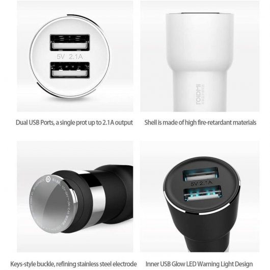 Roidmi 2S Cargador Coche 2.1A con Bluetooth Blanco