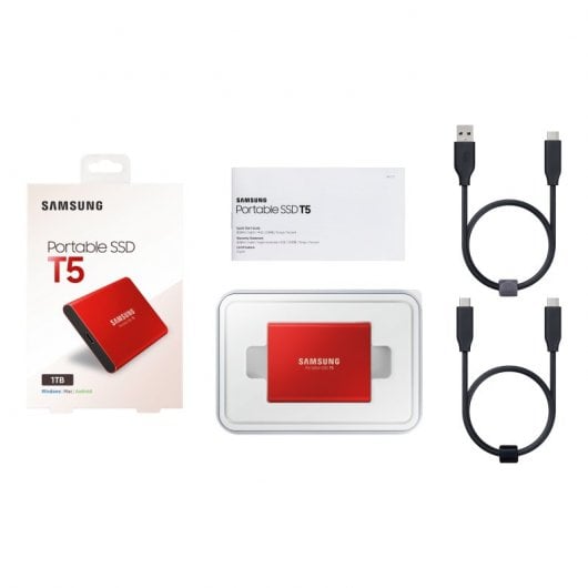 Samsung T5 SSD Externo 1TB USB 3.1 Rojo