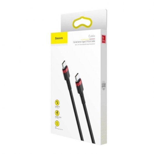 Baseus Cafule Cable USB Tipo-C a Tipo-C Carga Rápida 3.0 Power Delivery 2.0 60W 1m Negro