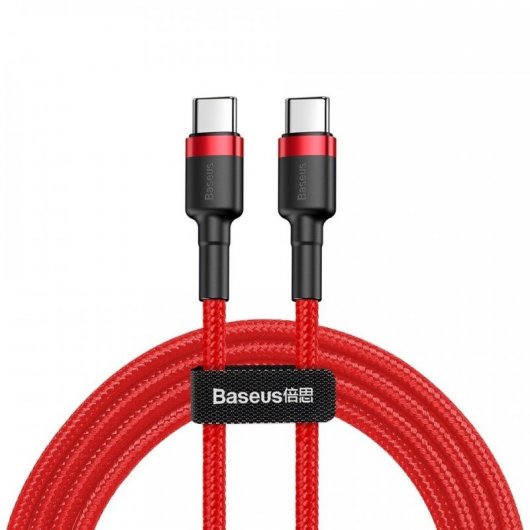 Baseus Cafule Cable USB Tipo-C a Tipo-C Carga Rápida 3.0 Power Delivery 2.0 60W 2m Rojo