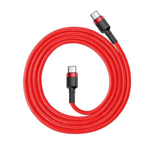 Baseus Cafule Cable USB Tipo-C a Tipo-C Carga Rápida 3.0 Power Delivery 2.0 60W 2m Rojo